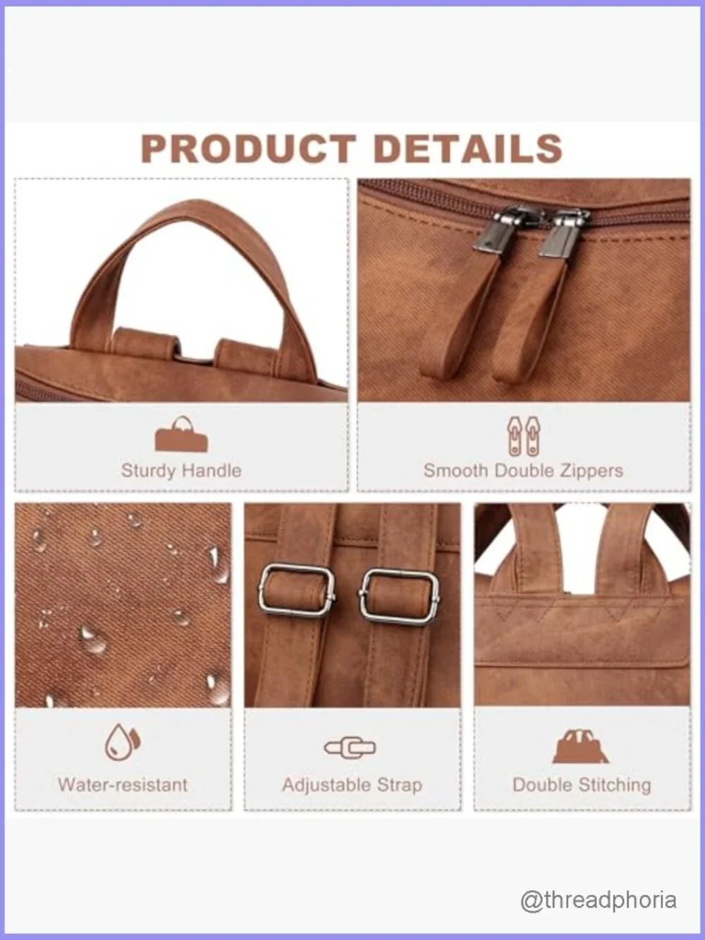 Pu Leather Convertible Backpack Purse for Women, Travel Work Laptop Bag